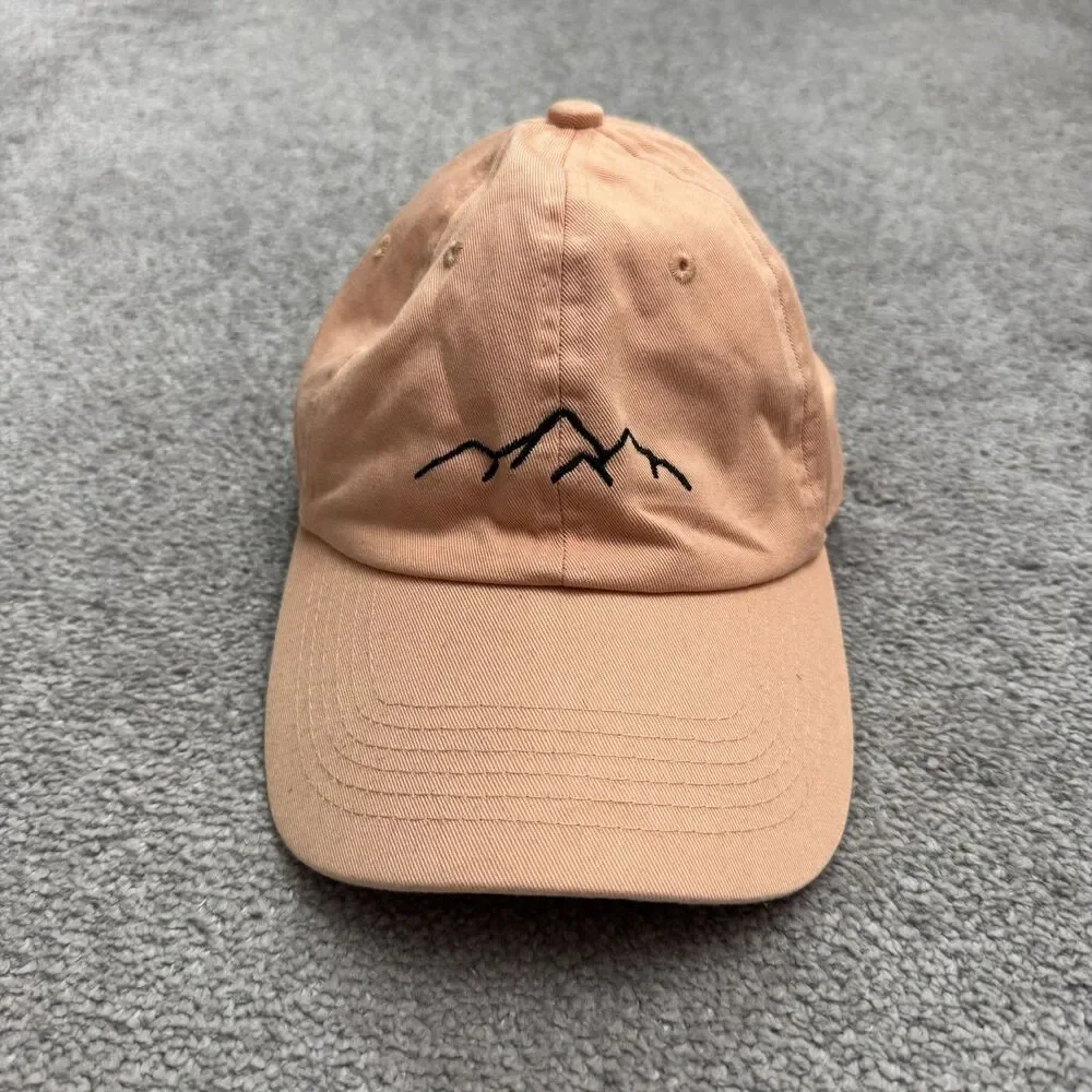 Elkod Mountain Range Embroidered Dad Hat Cap Peach One Size Fits All Outdoor